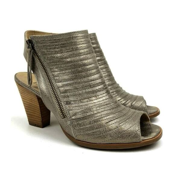 PAUL GREEN‎ Cayanne Peep Toe High Heel Booties SZ 9 US / 6.5 UK Metallic Leather - Picture 2 of 15